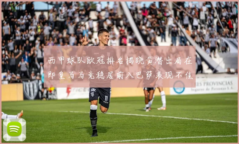 西甲球队欧冠排名揭晓黄潜出局在即皇马马竞稳居前八巴萨表现不佳位列第十五